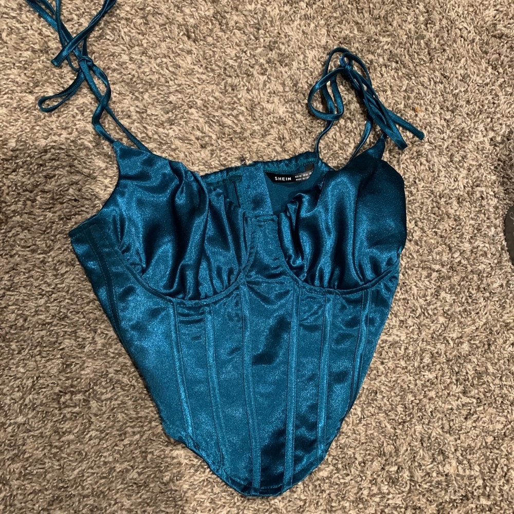 Turquoise Corset Crop Top